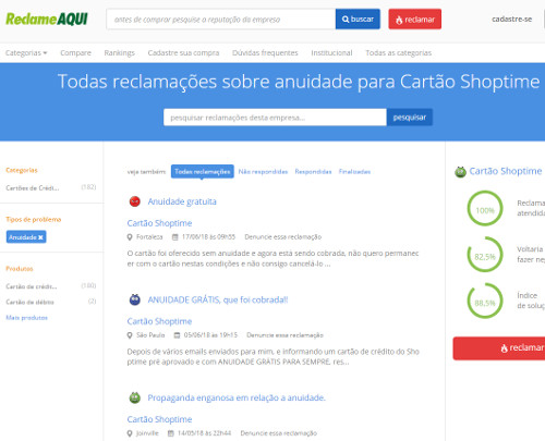 cartao shoptime reclame aqui
