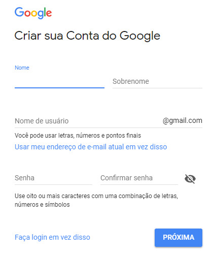 como criar uma conta no gmail